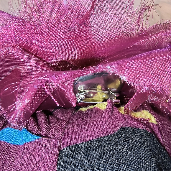 💎 3/$15 XXI Striped Bodycon Retro Dress w/Puff Sleeve & Flower Appliqué in Sz M - Picture 12 of 16